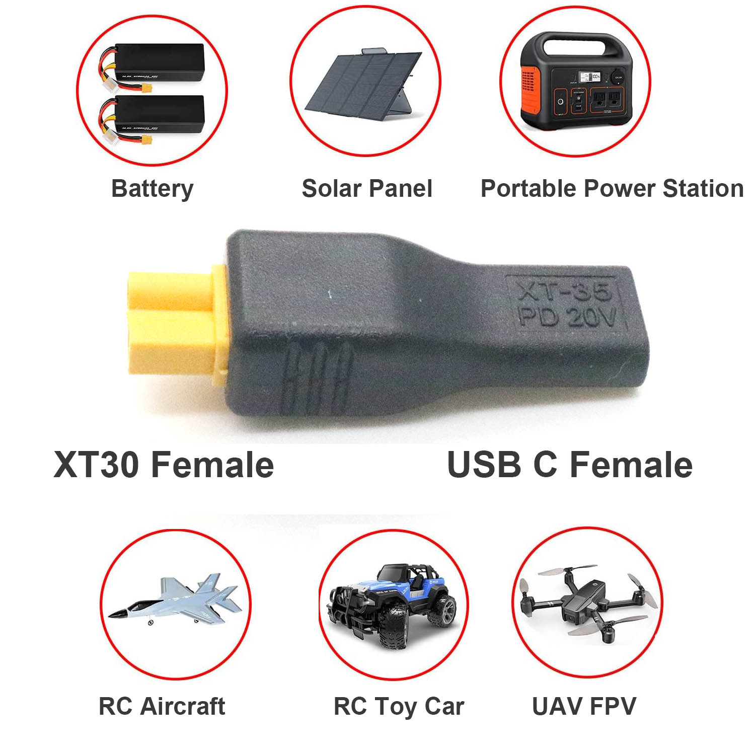 1pc USB Type C Female Input to - огляд і ціна Drone Battery Adapter